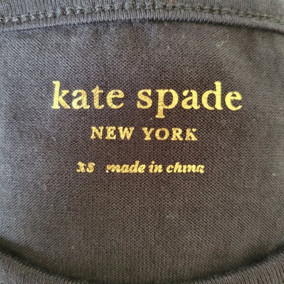 Kate Spade Black Top Ruffle Sleeves XS Blouse LIA Dot Mixed Media - Picture 2 of 6